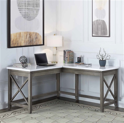 Zahrah Executive Home Office Desk in Marble Top & Weathered Gray Finish by Acme - 00058