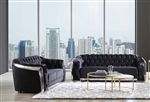Pyroden 2 Piece Sofa Set in Black Velvet & Chrome Finish by Acme - 00296-S