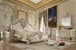 Vatican 6 Piece Bedroom Set in PU Leather, Light Gold & Champagne Silver Finish by Acme - 00461