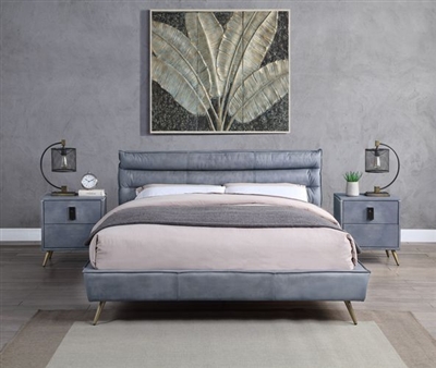 Doris Bed in Gray Top Grain Leather Finish by Acme - 00563Q