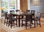 Danville 7 Piece Counter Height Dining Set in Black Marble & Walnut Finish by Acme - 07059-07055