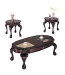 Canebury 3 Piece Occasional Table Set in Cherry & Smoky Glass Finish by Acme - 08195-S