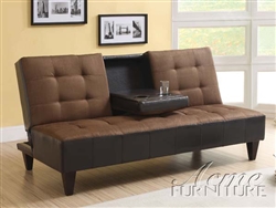 Kei Chocolate Microfiber & Espresso Bycast Adjustable Sofa Bed by Acme - 15296