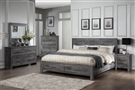 Vidalia 6 Piece Bedroom Set w/ Storage in Rustic Gray Oak Finish by Acme - 27330