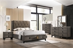 Avantika 6 Piece Bedroom Set w/ Storage in Fabric & Rustic Gray Oak Finish by Acme - 27670