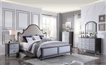 House Beatrice 6 Piece Bedroom Set in Two Tone Beige Fabric, Charcoal & Light Gray Finish by Acme - 28810