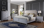 House Marchese 6 Piece Bedroom Set in Two Tone Beige Fabric & Charcoal Finish by Acme - 28880