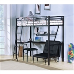 Senon Twin Loft Bed in Silver & Black Finish by Acme - 37275