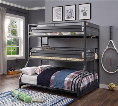 Cargo Twin/Twin/Full Triple Bunk Bed in Gunmetal Finish by Acme - 37995