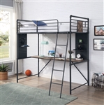 Cordelia Twin Loft Bed in Antique Oak, Sandy Black & Dark Bronze Hand-Brushed Finish by Acme - 38310