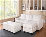 Lyssa Reversible Chaise Sectional in White Bonded Leather Match Finish by Acme - 51210