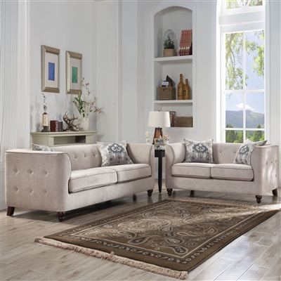 Cyndi 2 Piece Sofa Set in Tan Fabric Finish by Acme - 52055-S