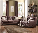 Nickolas 2 Piece Sofa Set in Chocolate Polished Microfiber Finish by Acme - 52065-S