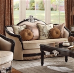 Ernestine Loveseat in Tan Fabric & Black Finish by Acme - 52111