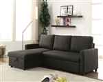 Hiltons Reversible Chaise Sectional w/Sleeper in Charcoal Linen Finish by Acme - 52300