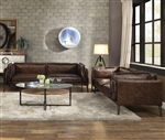Porchester 2 Piece Sofa Set in Distress Chocolate Top Grain Leather Finish by Acme - 52480-S