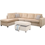 Belville Reversible Chaise Sectional in Beige Velvet Finish by Acme - 52705