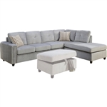 Belville Reversible Chaise Sectional in Gray Velvet Finish by Acme - 52710