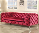 Adam Loveseat in Red Velvet Finish by Acme - 52796