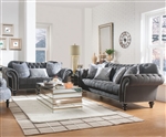 Gaura 2 Piece Sofa Set in Dark Gray Velvet Finish by Acme - 53090-S