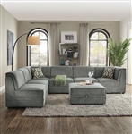 Bois 6 Piece Sectional in Gray Velvet Finish by Acme - 53780-53781