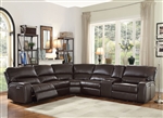 Saul 6 Piece Power Motion Sectional in Espresso Leather-Aire Finish by Acme - 54155