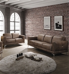 Reagan 2 Piece Sofa Set in 2-Tone Mocha Polished Microfiber Finish by Acme - 55085-S