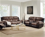 Jaylen 2 Piece Motion Sofa Set in Toffee & Espresso Polished Microfiber Finish by Acme - 55425-S