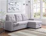 Amboise Reversible Storage Sleeper Sectional in Light Gray Fabric Finish by Acme - 55550