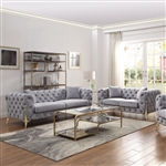 Jelanea 2 Piece Sofa Set in Gray Velvet & Gold Finish by Acme - 56115-S