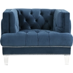 Ansario Chair in Blue Velvet Finish by Acme - 56457