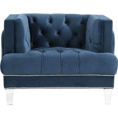 Ansario Chair in Blue Velvet Finish by Acme - 56457