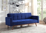 Tanitha Adjustable Sofa in Blue Velvet & Natural Finish by Acme - 57205