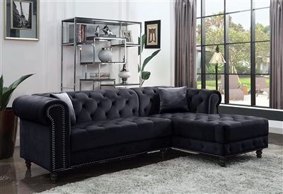 Adnelis 2 Piece Sectional in Black Velvet Finish by Acme - 57320