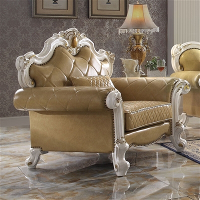 Picardy Chair in Butterscotch PU & Antique Pearl Finish by Acme - 58212