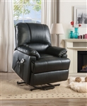 Ixora Recliner w/Power Lift & Message in Black PU Finish by Acme - 59285
