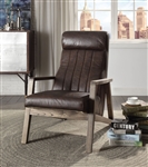 Emint Accent Chair in Distress Chocolate Top Grain Leather Finish by Acme - 59534