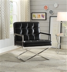 Rafael Accent Chair in Black PU & Stainless Steel Finish by Acme - 59776