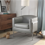 Tiarnan Accent Chair in Vintage Gray PU & Chrome Finish by Acme - 59811