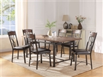 Lynlee 7 Piece Dining Room Set in Weathered Dark Oak & Dark Bronze Finish by Acme - 60015