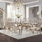 Esteban 7 Piece Dining Room Set in Antique Champagne Finish by Acme - 62200