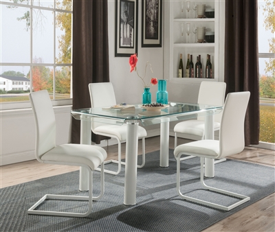 Gordie 5 Piece Dining Room Set in White Finish by Acme - 70260-70262