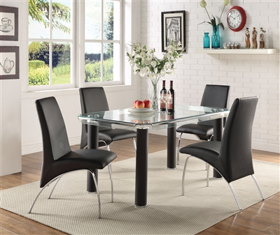 Gordie 5 Piece Dining Room Set in Black Finish by Acme - 70265-71112