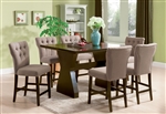 Effie 7 Piece Counter Height Dining Set with Light Brown Chairs in Walnut Finish by Acme - 71520-71526