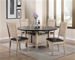 Ramona 5 Piece Round Table Dining Room Set in Dark Walnut & Antique Beige Finish by Acme - 72005