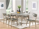 Rosetta 7 Piece Dining Room Set in Faux Marble & White Washed Finish by Acme - 72010