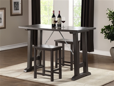 Filbert 3 Piece Counter Height Dining Set in Gray Oak Finish by Acme - 72075