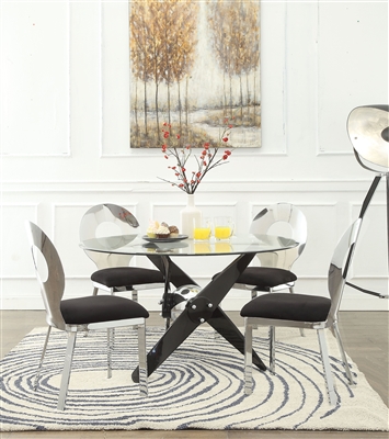 Hagelin 5 Piece Round Table Dining Room Set in Black & Chrome Finish by Acme - 72325
