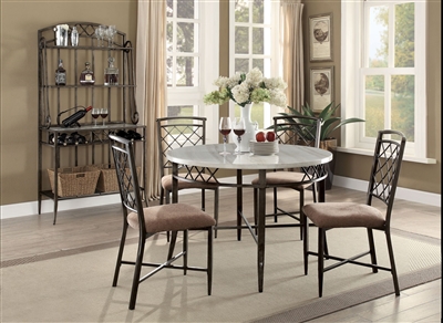 Aldric 5 Piece Round Table Dining Room Set in Antique Black Finish by Acme - 73000