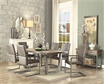 Lazarus 7 Piece Dining Room Set in Weathered Oak & Antique Silver Finish by Acme - 73110